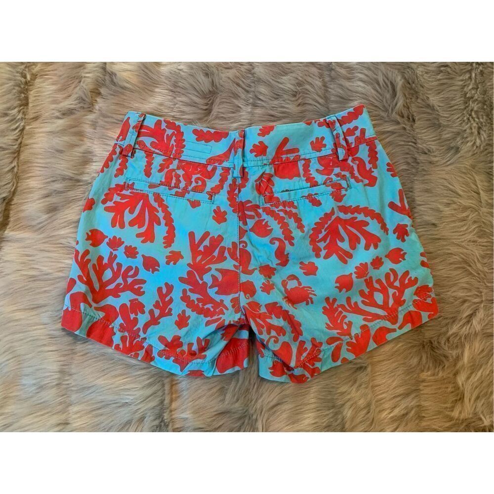 Lilly Pulitzer Callahan Shorts Don't Be Shellfish Aqua Coral Turtle Fish Size 00 - Picture 4 of 6